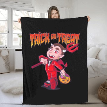 Discover Cute Halloween Trick or Treat Kid Devil Fleece Blankets
