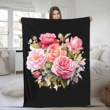 Discover Nature's Artistic Elegance English Rose Tapestry Fleece Blankets