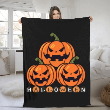 Discover Halloween pumpkin Fleece Blankets