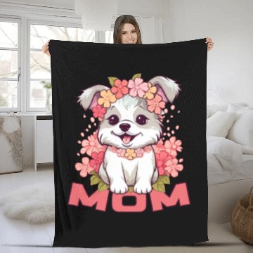 Discover DOG MOM FLORAL Fleece Blankets