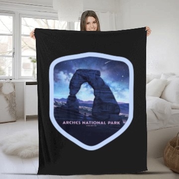 Discover Arches National Park Stickers Fleece Blankets