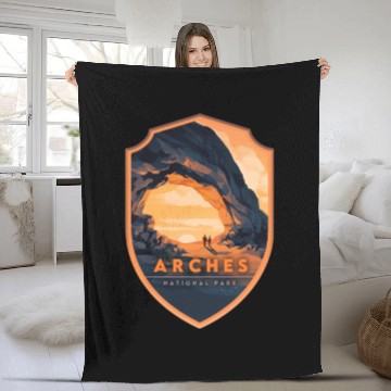 Discover Arches National Park Stickers Fleece Blankets