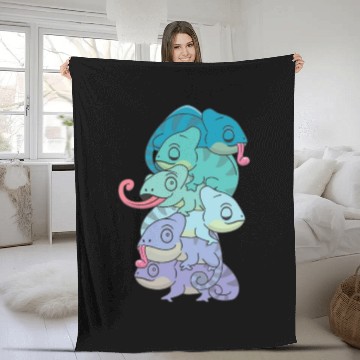 Discover Neptunic Flag Pride Lgbtq Cute Chameleon Pile Fleece Blankets