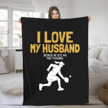 Discover I Love My Husband Pickleball Team Coach Trainer Fleece Blankets