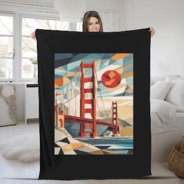 Discover Golden Gate Bridge California Fleece Blankets, Golden Gate