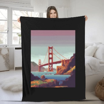 Discover Golden Gate Bridge California Fleece Blankets, Golden Gate