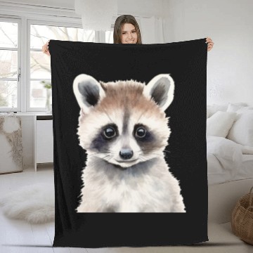 Discover Baby Raccoon Portrait Fleece Blankets