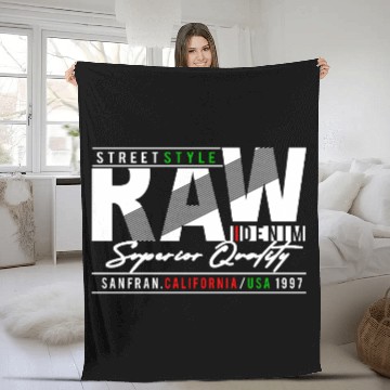 Discover Urban Edge: Raw Denim Streetwear Fleece Blankets