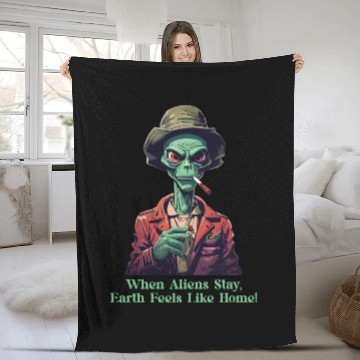 Discover Alien Stay, Earth Like Home Fleece Blankets