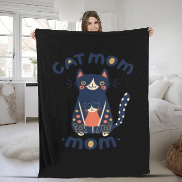 Discover cat mom , cute cat , I love my cat , animal , pet Fleece Blankets