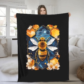 Discover Artistic honeycomb and bee Fleece Blankets