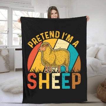 Discover Sheep Lover Funny Pretend I'm a Sheep Retro Lamb Fleece Blankets
