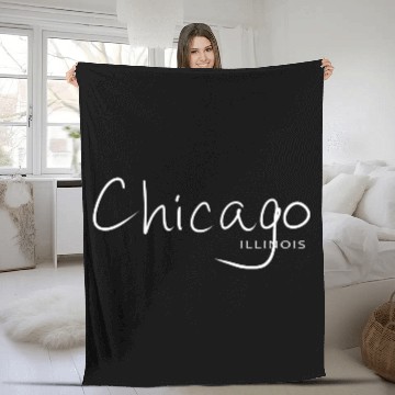 Discover Chicago Illinois USA Fleece Blankets