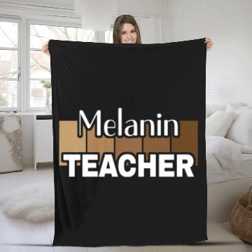 Discover Melanin Teacher Life Afro Teacher African American Fleece Blankets