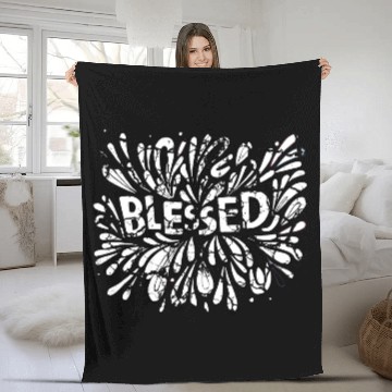 Discover Blessed Groovy Black and White Cracked Style Fleece Blankets