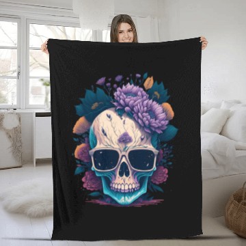 Discover Floral Skull | C04 Fleece Blankets