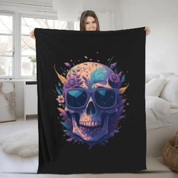 Discover Floral Skull | C08 Fleece Blankets