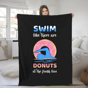 Discover Swim Like There Are Donuts At The Finish Line Fleece Blankets