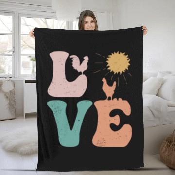 Discover Chicken Farm Animal Farmer LOVE Fleece Blankets
