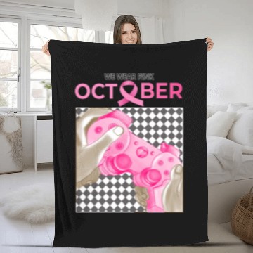 Discover In October We Wear Pink Breast Cancer Fleece Blankets