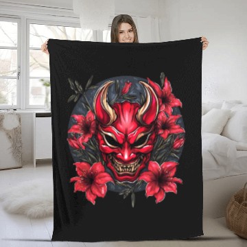 Discover Hannya Red Lily Fleece Blankets