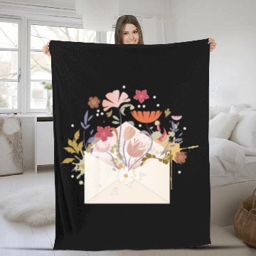 Discover floral envelope with flowers and seal Fleece Blankets