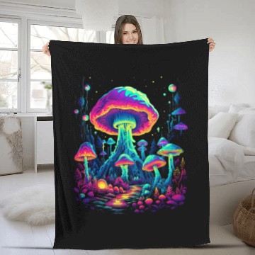 Discover Trippy Mushroom Forest Fleece Blankets