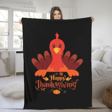 Discover happy Thanksgiving Fleece Blankets