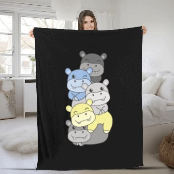 Discover Periboy Flag Pride Lgbtq Cute Hippo Stack Fleece Blankets