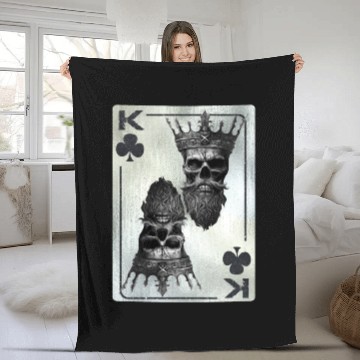 Discover Gothic Card Game Clubs King Creepy Fleece Blankets