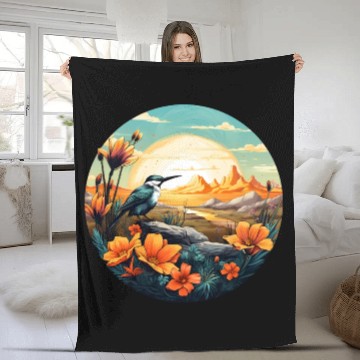 Discover Beautiful Bird And Orange Morning Sunrise Fleece Blankets