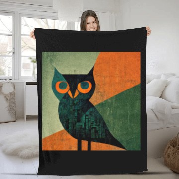 Discover Mod Owl: Orange Beak Owl Fleece Blankets