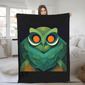 Discover Mod Owl: Feathery Orange-Eyed Owl Fleece Blankets