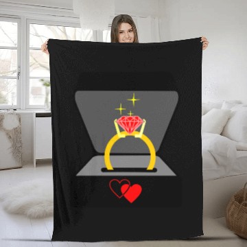 Discover Wedding ring in box Jeweler logo Fleece Blankets