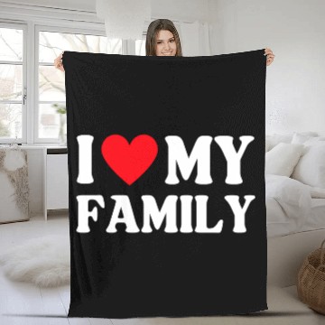 Discover I Love My Family Women Men Saying Fleece Blankets