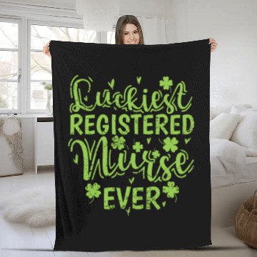 Discover Luckiest Registered Nurse Ever St. Patricks Day Fleece Blankets