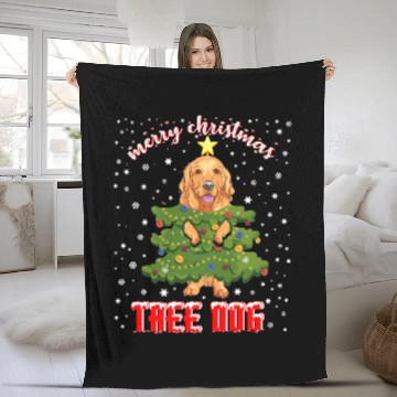 Discover Christmas Dog in Christmas Tree With Xmas Lights Fleece Blankets