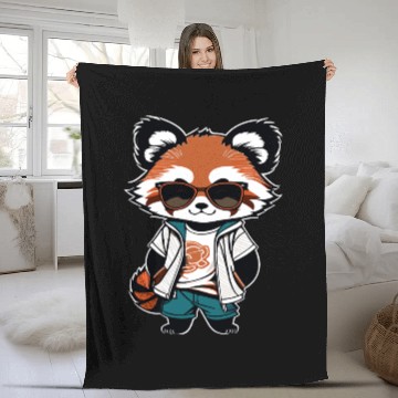 Discover Red Panda Cub With Glasses Fleece Blankets