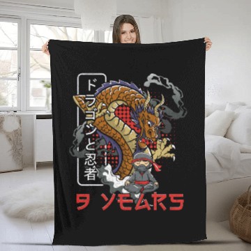 Discover Children birthday ninja 9 years gift Fleece Blankets