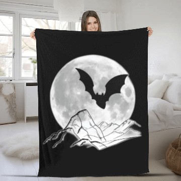 Discover moon and bat Fleece Blankets