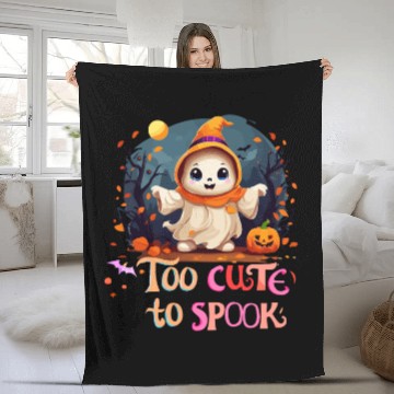 Discover Too Cute To Spook Funny Cute Ghost Halloween Fleece Blankets