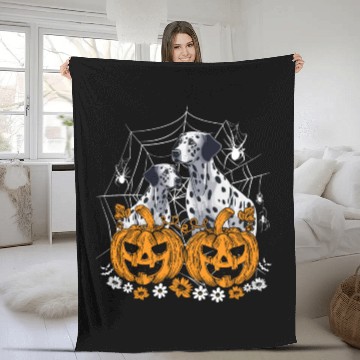 Discover Pumpkin Dalmatian costume on Dalmatian Halloween Fleece Blankets