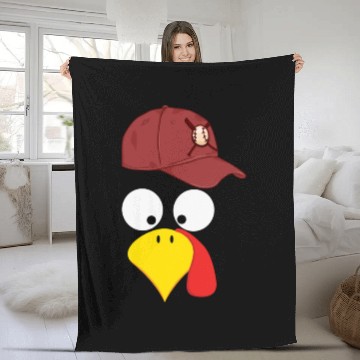 Discover Turkey baseball thanksgiving Fleece Blankets