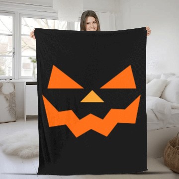 Discover pumpkin halloween scary face outline horror design Fleece Blankets