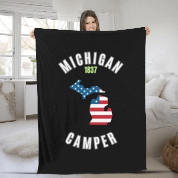 Discover American camper Michigan Fleece Blankets
