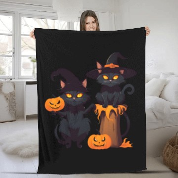 Discover Cat Halloween Fleece Blankets