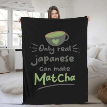 Discover Green Tea Lover Japanese Matcha Latte Drink Matcha Fleece Blankets