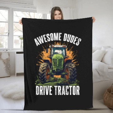 Discover Awesome Guys Drive Tractor Farmer Agriculture Gift Fleece Blankets