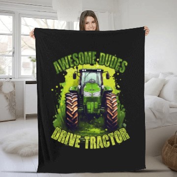 Discover Awesome Guys Drive Tractor Farmer Agriculture Gift Fleece Blankets