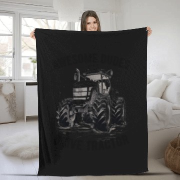 Discover Awesome Guys Drive Tractor Farmer Agriculture Gift Fleece Blankets